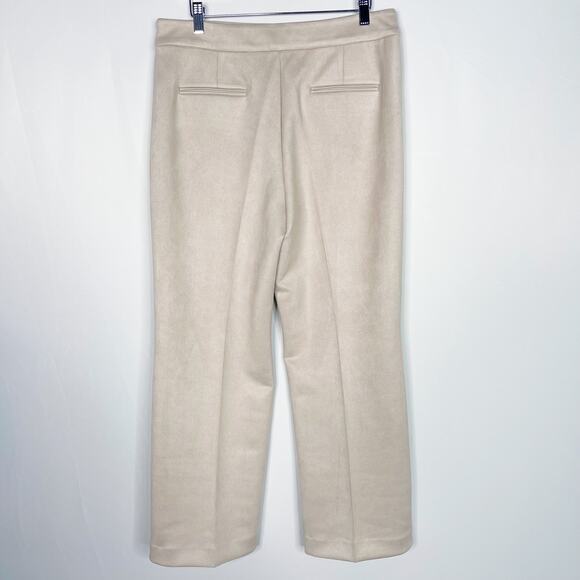 New Ann Taylor 12P Pink Faux Suede Side Zip Straight Leg Pant Trousers Empire - Picture 2 of 12